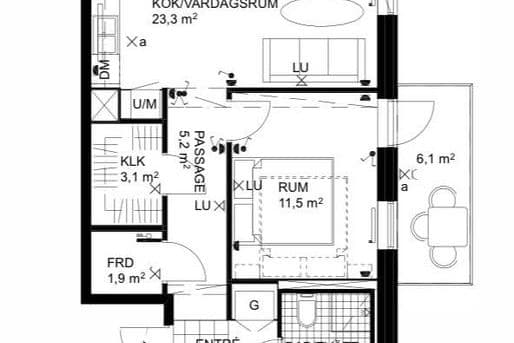 Sommarcharmig 2:a med balkong nära stan
