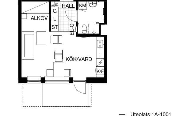 Mysig 1,5:a med uteplats i Lund